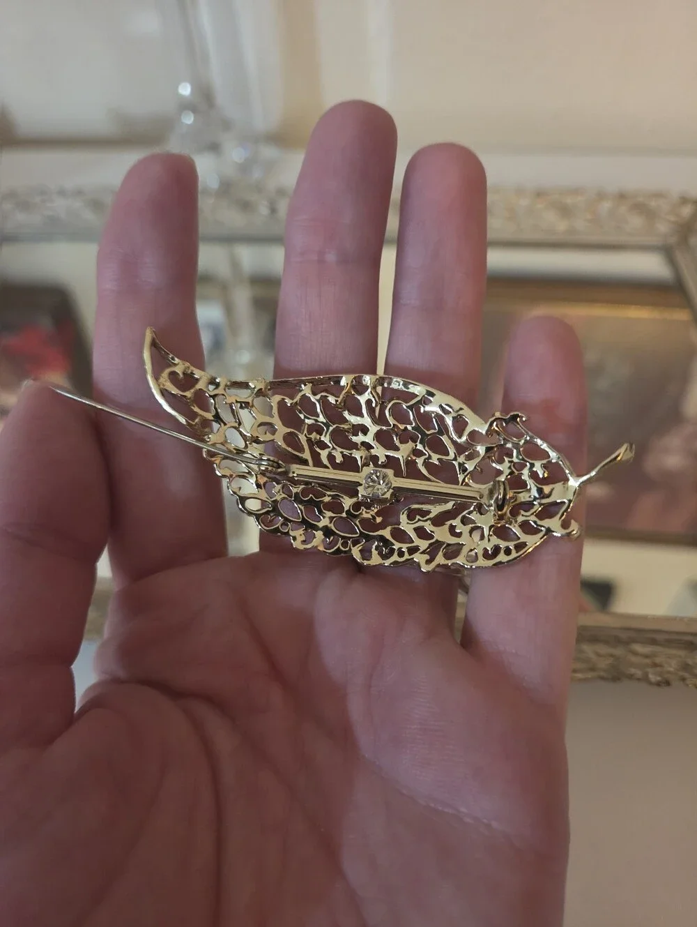 Vintage Gold Tone Filigree Brooch